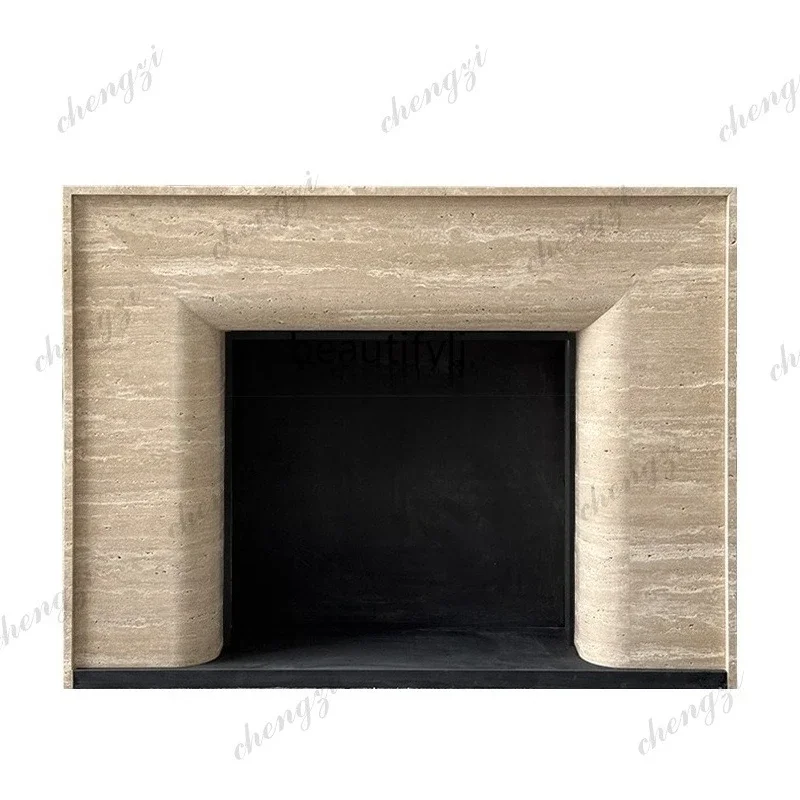 a55 Marble fireplace French American retro travertine fireplace Living room furniture Stone mantel