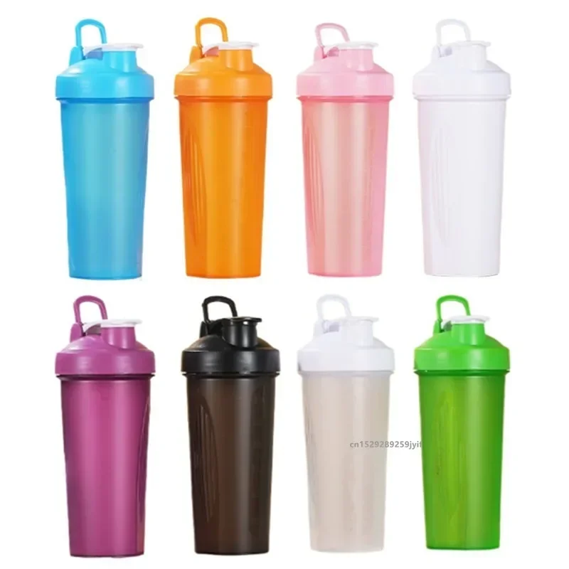 600ml/400ml Protein Powder Shaker Bottle with Scale and Steel Ball Leak Proof Water Bottle for Gym Fitness Sport Mixing Cup