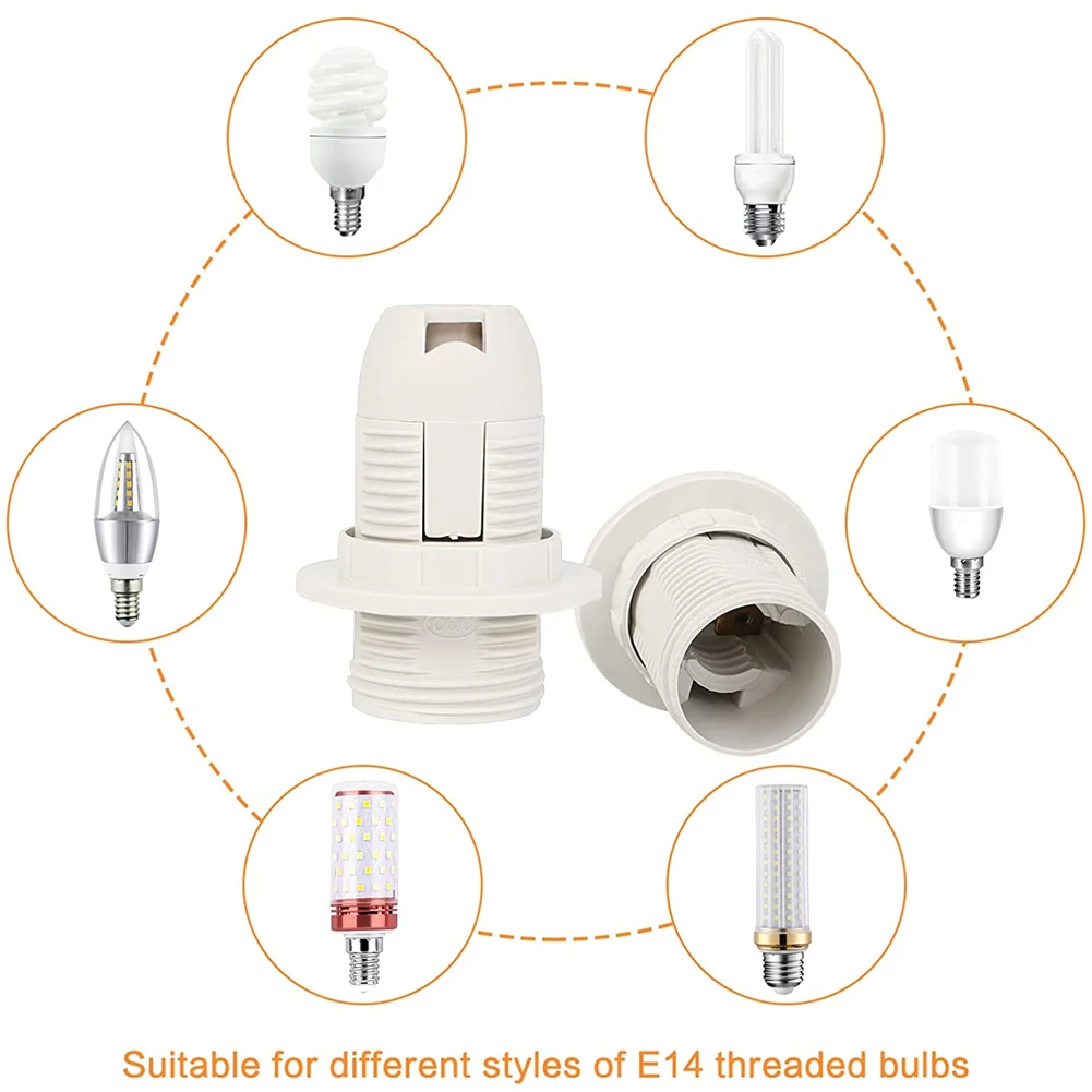 E14 lamp holder Edison screw lamp holder small E14 socket lamp holder insulated plastic shell bulb socket 250V 2A high conductiv