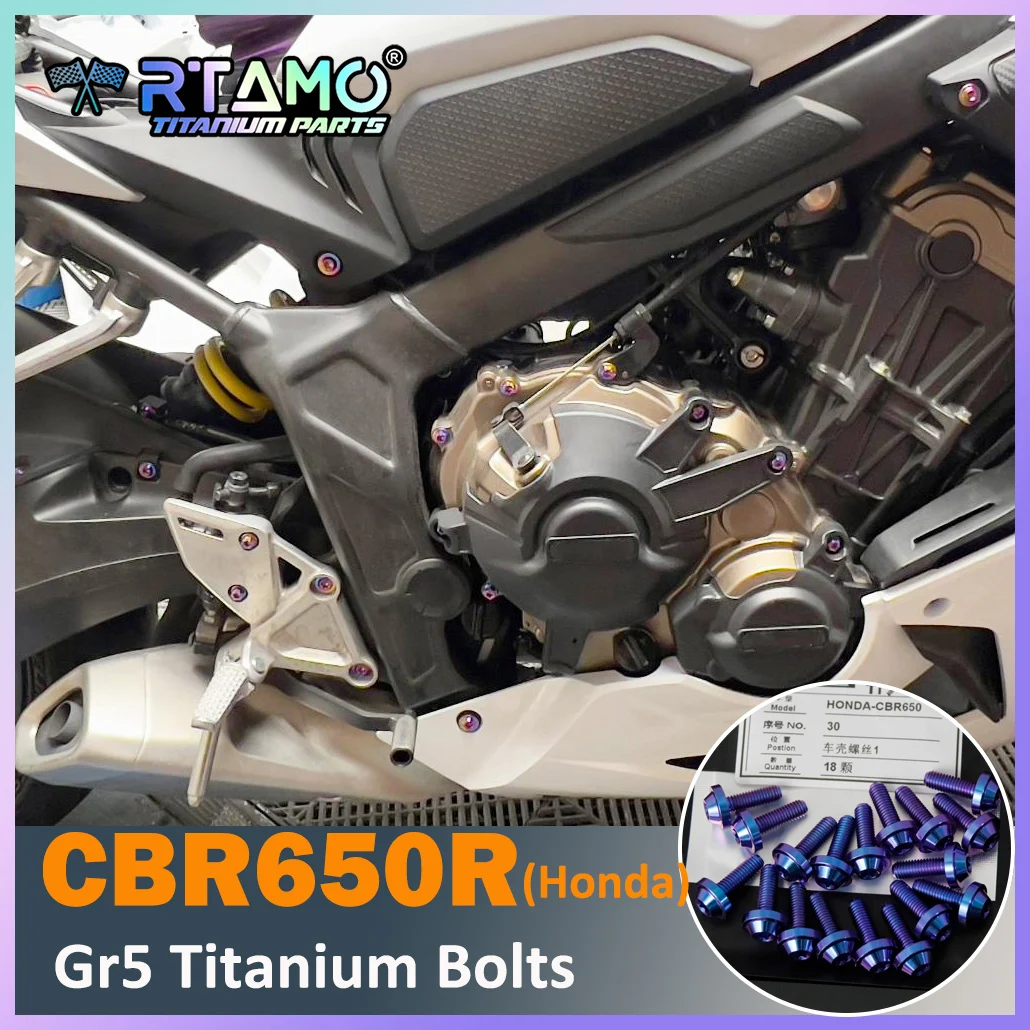 RTAMO Titanium Alloy Bolt Footrest Spoiler Down Crank Cover Screw Sprocket  Rear Axle Nut for Honda CBR650R