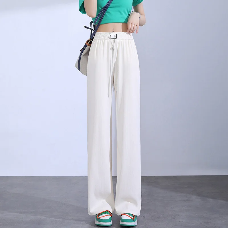 

Chain High Waist Straight Trousers0 Women Full Length Slim Loose Wide Leg Pants Spring Summer Pant Oversized Female 6700