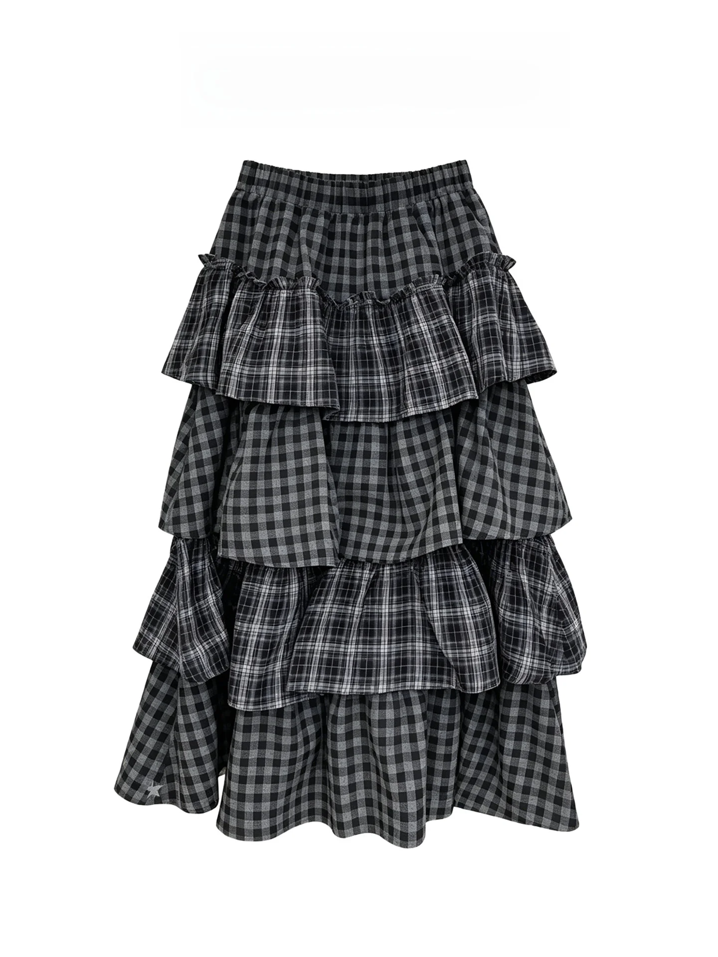 Retro Feel Plaid Skirt Women's Summer 2026 High Waist A-Line Cake Skirt Layered Tiers Vintage Long Skirt Casual Everyday Wear