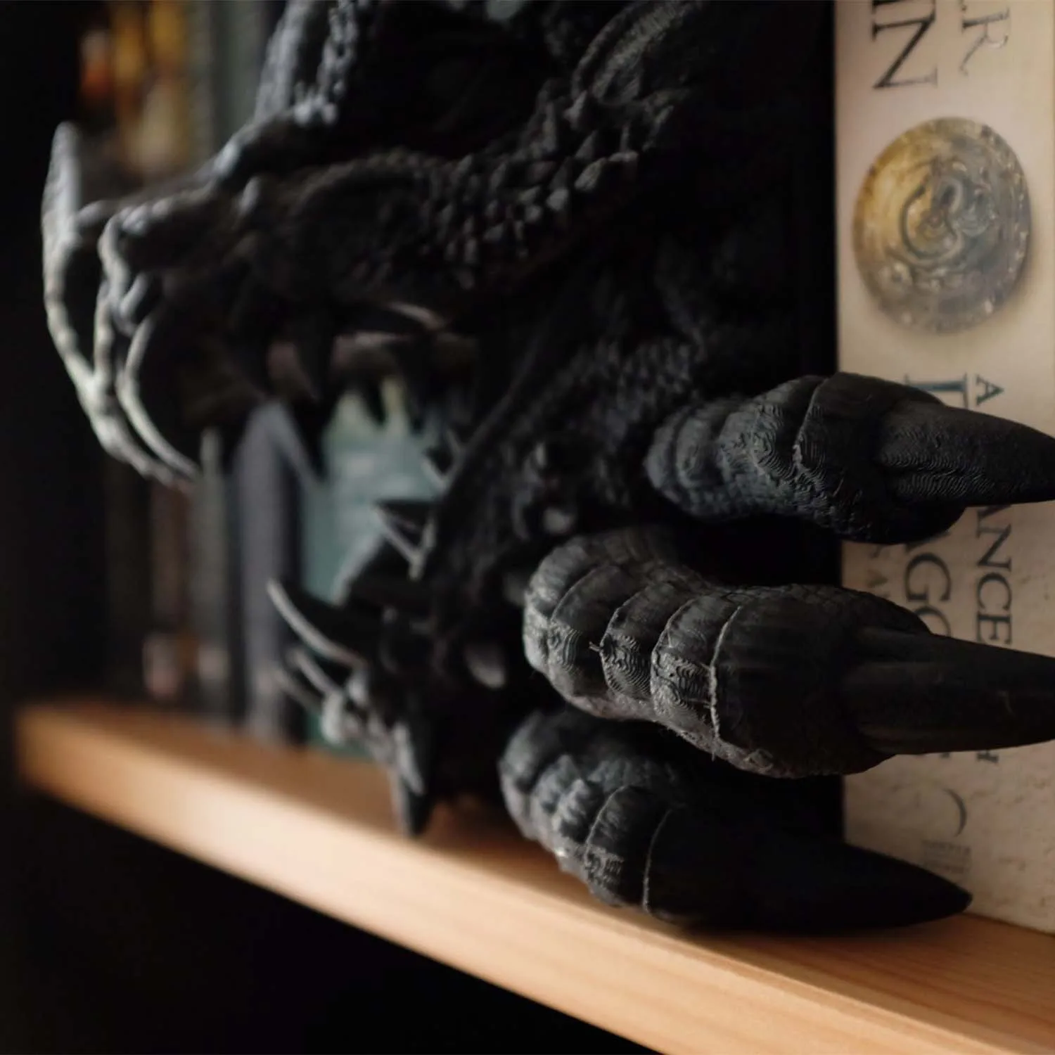 Dragon Book Corner, 3D Printed Dragon Fantasy Bookshelf Decor and Bookends