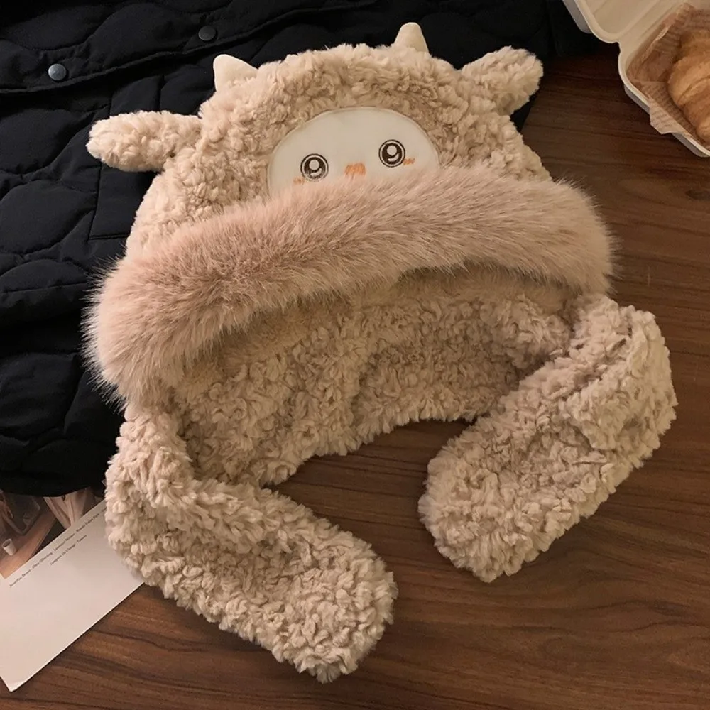 

Fashion Warm Little Sheep Hat Cartoon Coldproof Ear Protection Hat Ears Move Thickened Animals Beanie Hats Streetwear