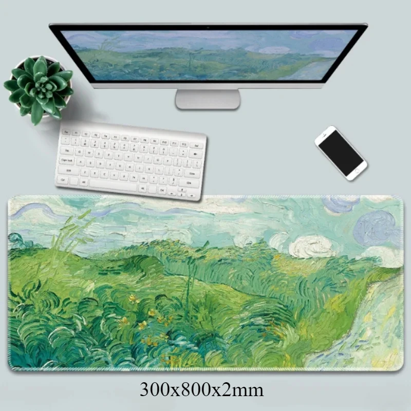 

Van Gogh Art Mouse Pad New Large Home HD Table Mats 800x300mm Anti Slip Mousepad Soft Office Table Pads Gaming Mat