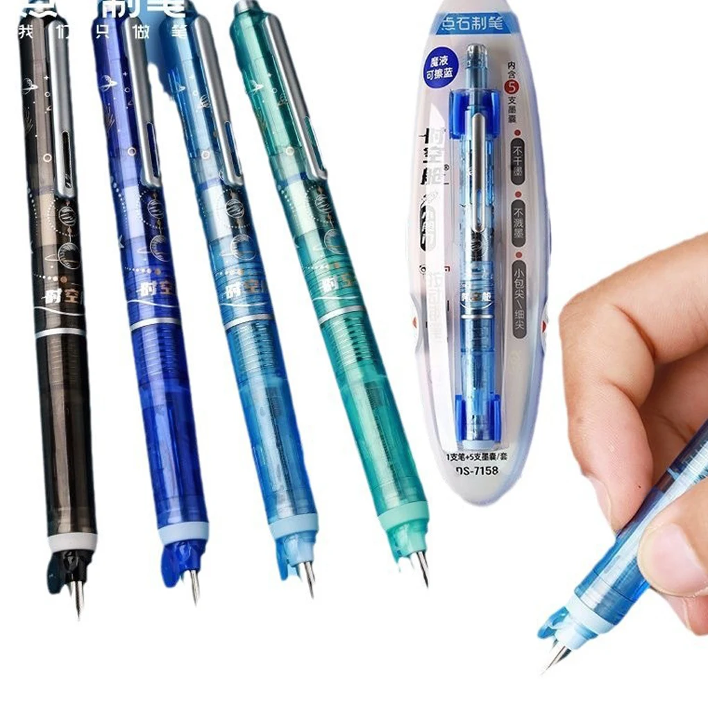7158 Retractable Fountain Pen Includes Refillable Ink Writing Without Bleed-through forSchool Student to Practice Calligraphy