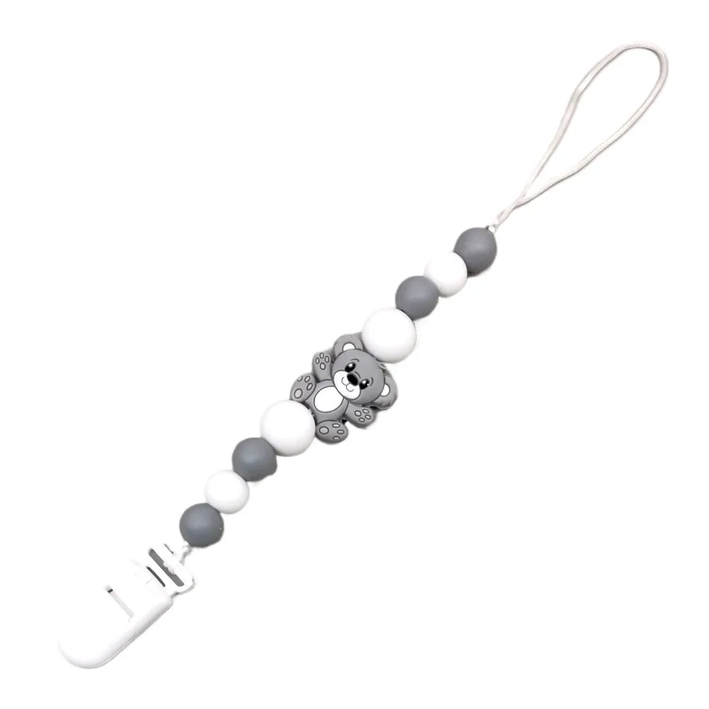 

Silicone Baby Pacifier Clips Soother Chew Bear Focal Beads Dummy Safe Teething Pacifier Chains Baby Shower Gift