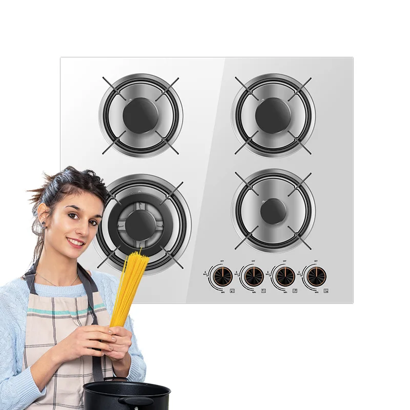 2025 New High-quality 4-burner Built-in Gas Stove Panel with Tempered Glass for Hotel Use Energy-Saving Low Price