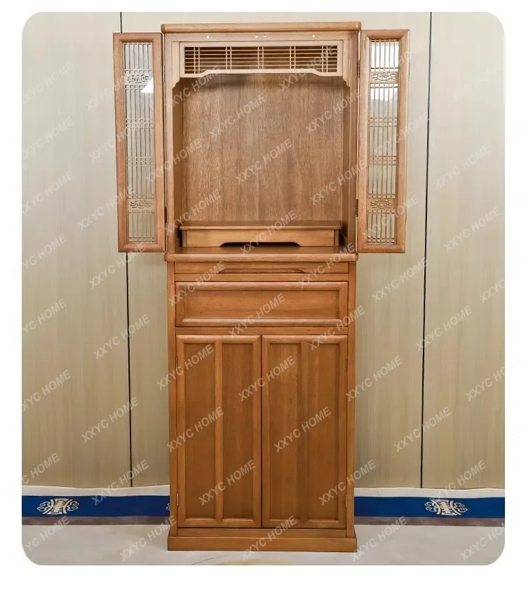 Sala buddista  Nuovo stile cinese Casa Dio della ricchezza Gong Tai Culto che offre il tavolo God Tai Armadio verticale