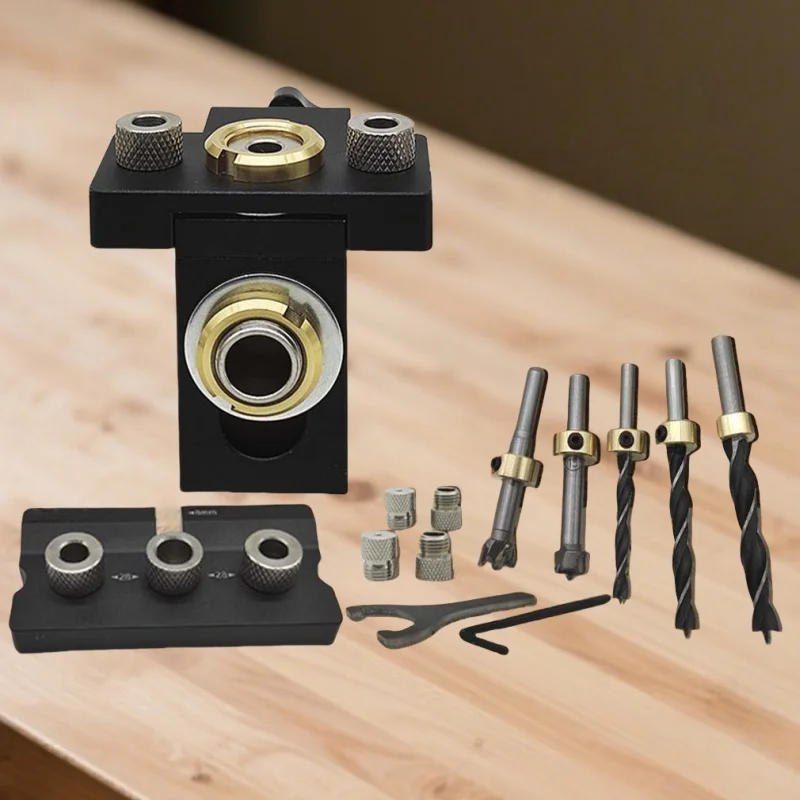 

Новый стиль, направляющая для сверления по дереву, локатор, дырокол 3 в 1, регулируемый дюбельный зажим для карманных отверстий со сверлом 6/8/10/12/15 мм