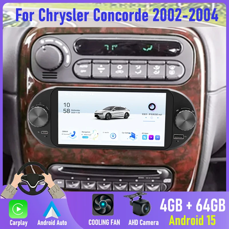 

6.8" 4+64GB For Chrysler Concorde 2002-2004 Car Radio Wireless Apple Carplay Android 15 Auto Stereo Head Unit GPS BT FM