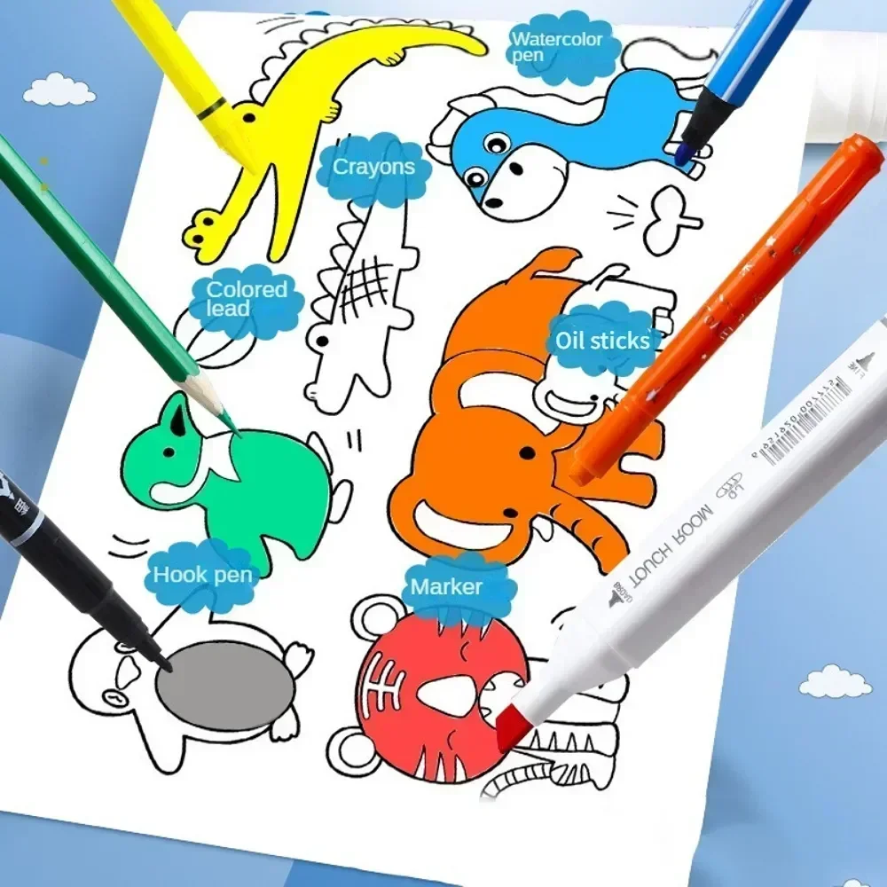 Children Drawing Roll Sticky Color Filling Paper DIY Painting Graffiti Scroll Coloring Paper Rolls for Kids Gift Educational Toy