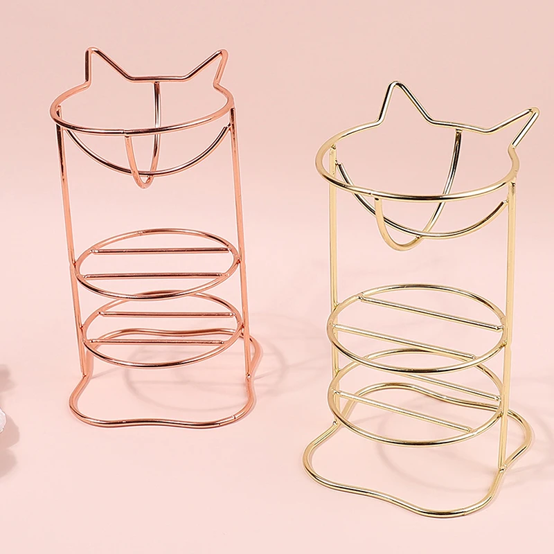 金属製メイクアップエッグラック、スポンジホルダー、乾燥ディスプレイ、パウダーパフブレンダー、収納、3層