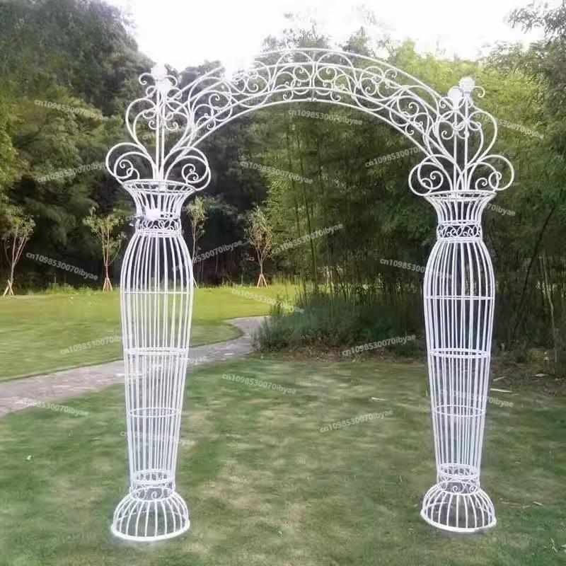 European Wedding Wrought Iron Arch Shelf Wedding Admission White Flower Door Shooting Props Ornament Garden Arch