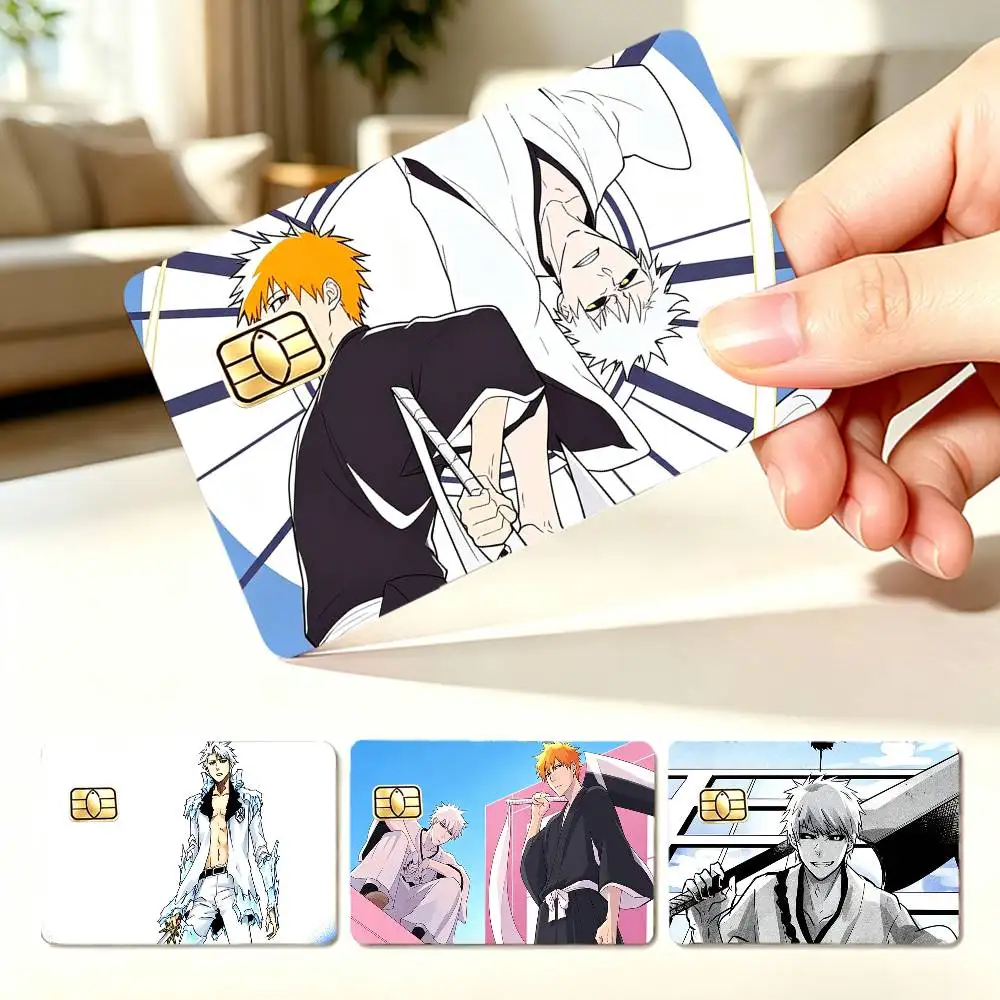 Anime I-Ichigo Kurosaki T-Toshiro Hitsugaya  4pcs 1Set Card Stickers Small Waterproof Chip 4PCS Card Sticker Anti-Scratch