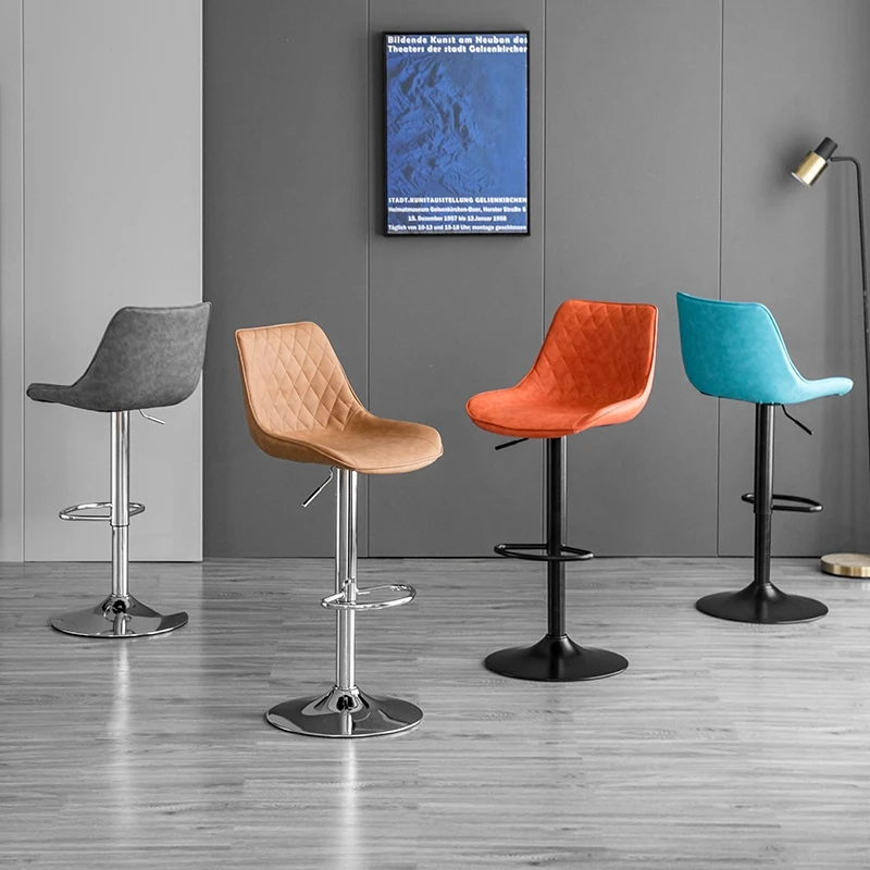 Bar Chair Modern Simple Lifting Rotating Front Desk Bar Stool Backrest Light Luxury Home High Stool Bar Chair