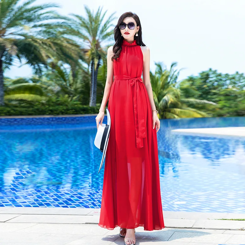 

Новинка 2023 года, длинное шифоновое утягивающее платье-майка, женские летние пляжные платья для отдыха, повседневные свадебные платья с высокой талией и полой сеткой