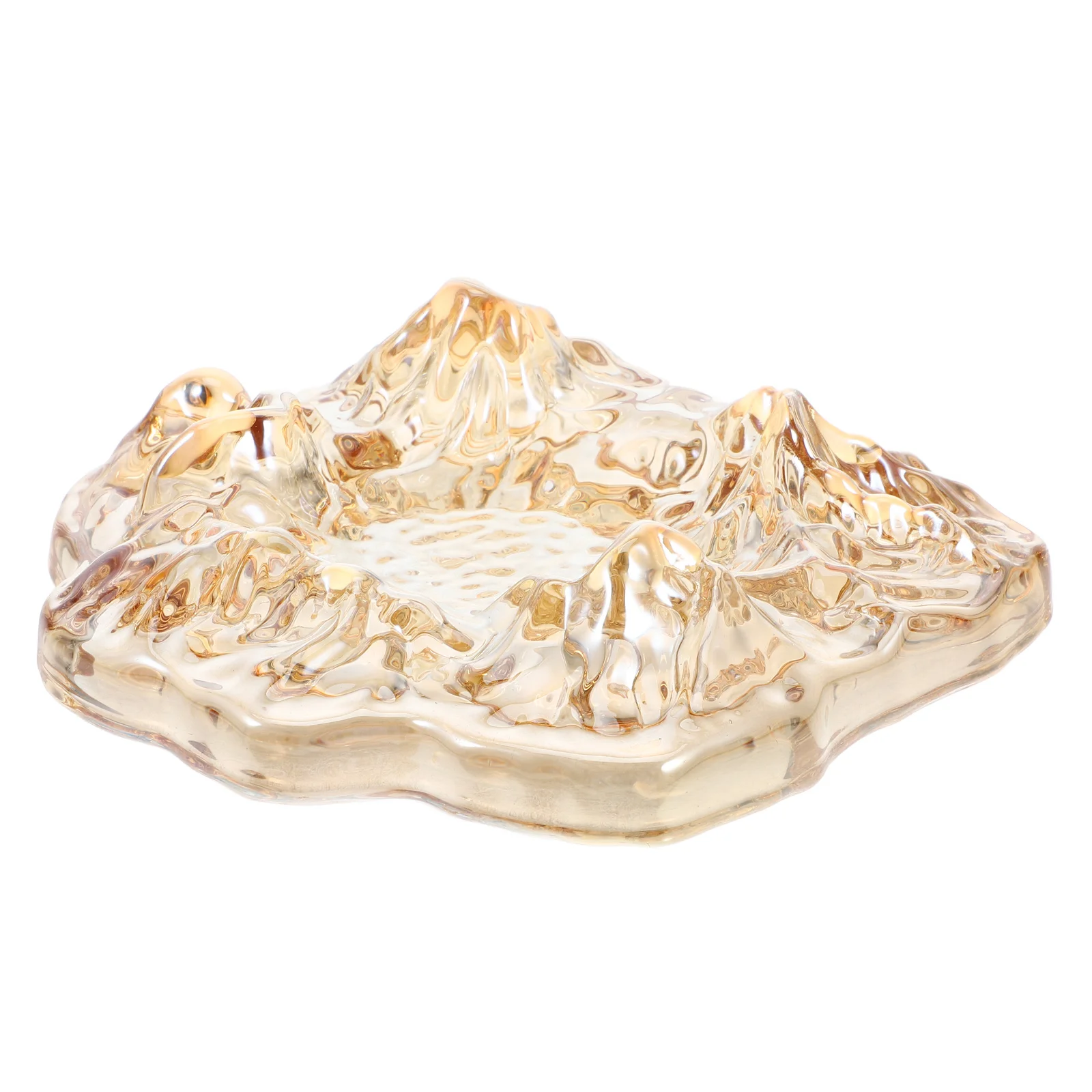 

Glass Jewelry Dish Light Brown Irregular Ring Tray Mountain Shape Jewelry Holder for Vanity Nightstand Decorative Storage