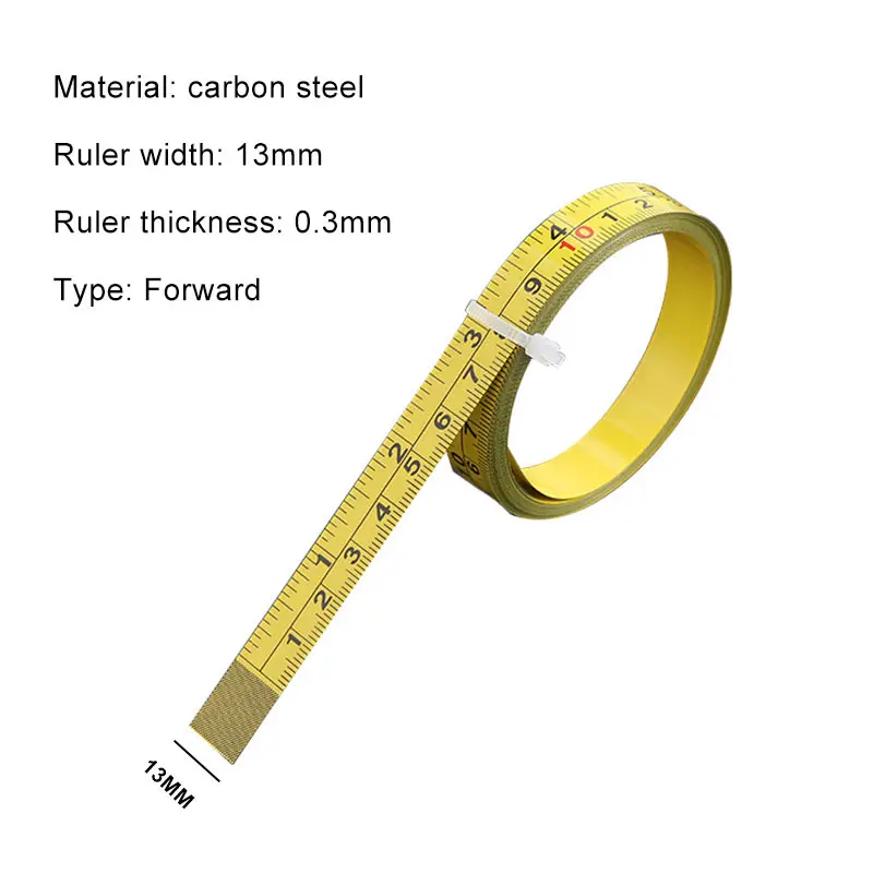 Metric Sticky Ruler 1-5 Meters Self-adhesive Carbon Steel Ruler Clear Scale Viscosity Tape Width 13MM Woodworking Flat Ruler