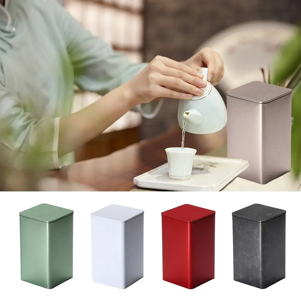 Hiqh Quality Tinplate Tea Tin Large Capacityf Moisture-proof Sealed Tea Can Square Tea Jar for Home&Travel
