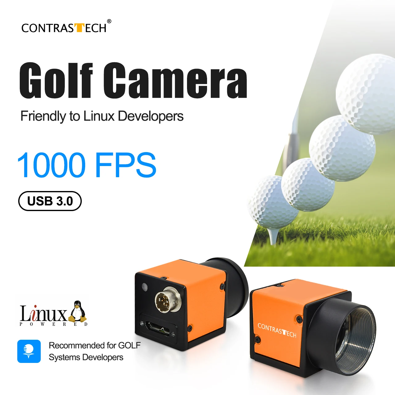 Fotocamera ad alta velocità USB 3.0 da 0,3 MP 1000 fps integrata facile per l\'analisi della traiettoria della pallina da golf