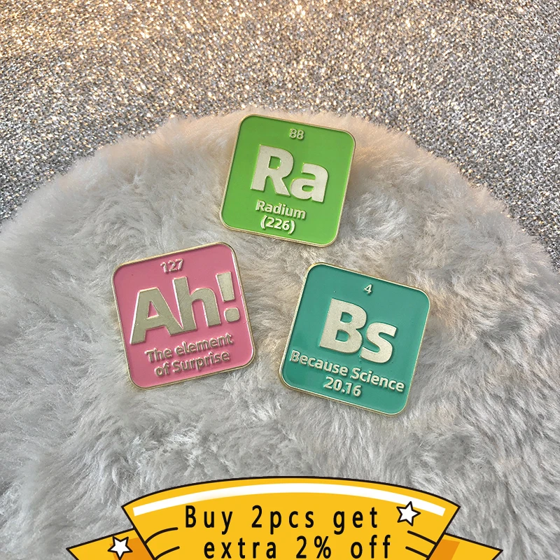 Radium Enamel Pins Custom Ah Bs Ra ! Chemical Element Brooches Lapel Badges For Women Scientist Physical Chemistry Jewelry Gifts