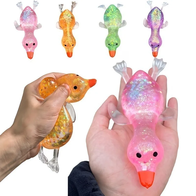 Tabas Squishy Aurora Duck Maltose Squeeze Toy Soft Cute Colorful Duck Stress Relief Decompression Stretch Toy for Adults Gift