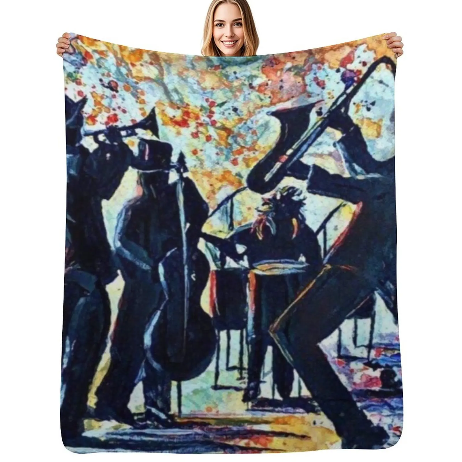 

Jazz On #2 Throw Blanket Long Lasting Soft Plush Blanket for Daily Use