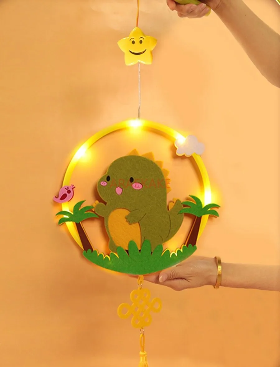 

Mid-Autumn Festival Children Dinosaur Lanterns Hand held Lanterns Glow Cartoon Toys Kindergarten Handmade