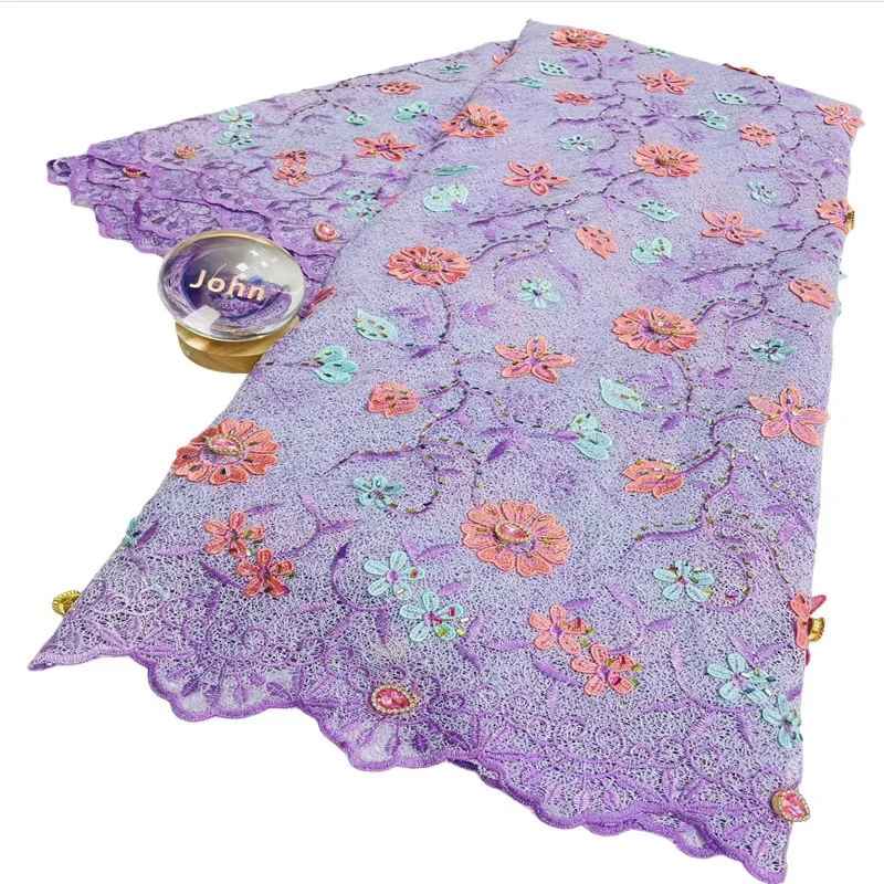 

Tejidos de encaje de ÁfricaHot Diamond Water Soluble Fabric Dress African 3D Lace Embroidered Cloth Guipure Cord Lace Fabric