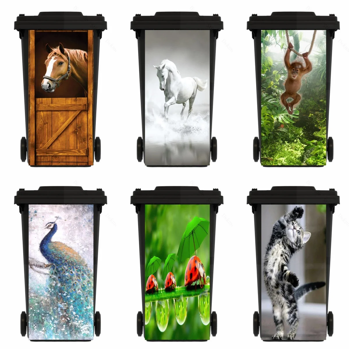 Cows Horse Cat Animal Outdoor Trash Can Sticker Kitchen Frog Trash Can Decorative Decal PVC Waterproof and Antifouling Home Art