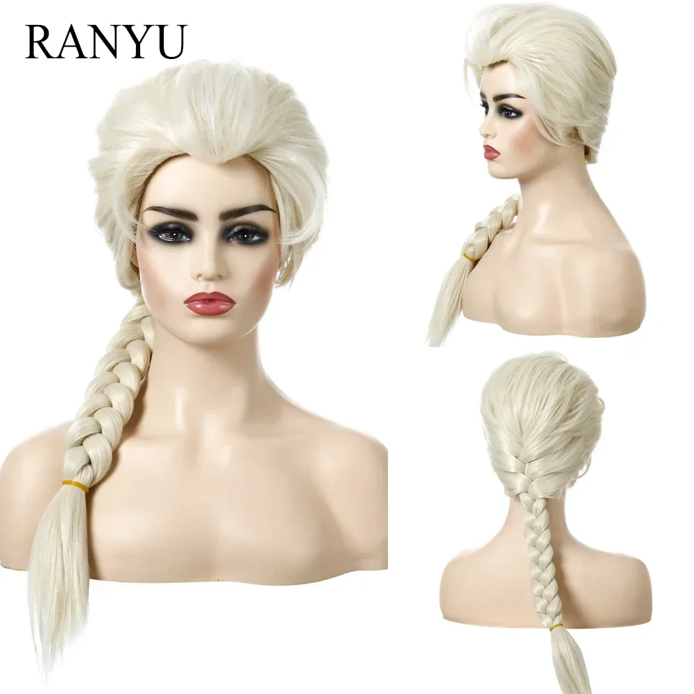 RANYU Anime Cosplay Synthetic Women Long Braids Blonde Wig High Temperature Fiber For Party Halloween