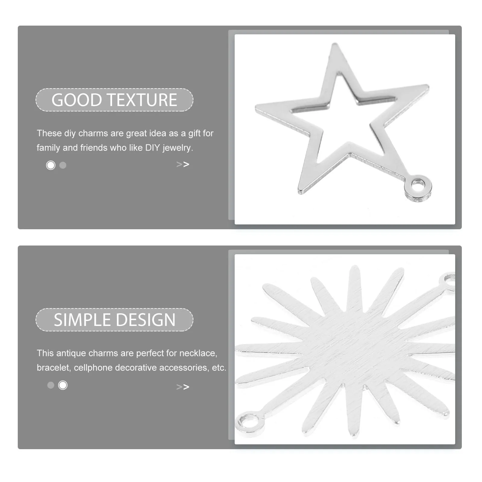 30Pcs Geometric Hollow Pendant Charm DIY Jewelry Making Supplies Moon Star Sun Charms Alloy for Necklace Bracelet