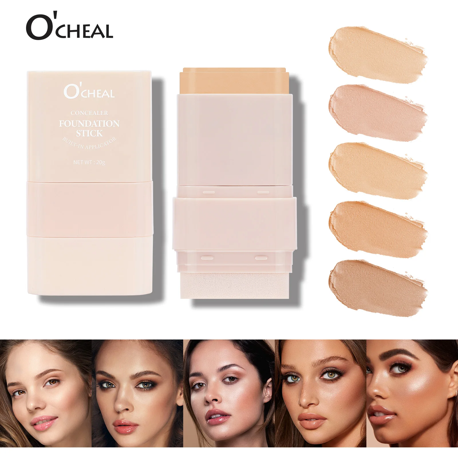 O'cheal Concealer Foundation Stick Gesichts Matte Bronzer Contouring Abdeckung Feuchtigkeitsspendende Make-Up Gesicht Creme Tragbare Mit Schwamm