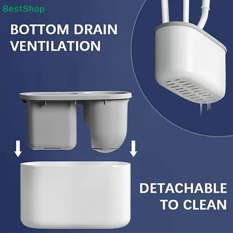 〔R〕3in1 Toilet Brush Set With Silicone Bristles And Wall-mounted Holder Bathroom Brush Toilet Wand