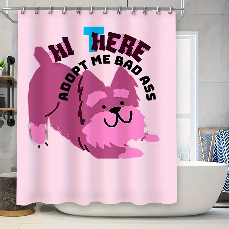 

Необычный декор для ванной комнаты, занавеска для душа Adopt Me Badass, розовый пудель, дизайн собаки для детской комнаты, современное украшение для дома, уникальный Gi