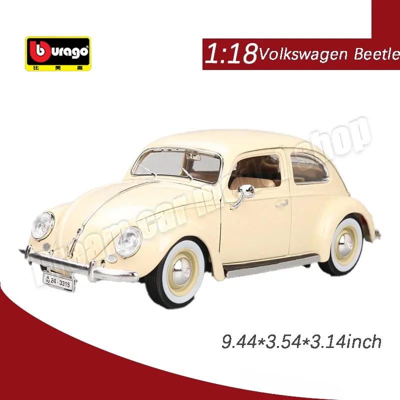 Original Bburago1:18 Volkswagen Beetle Alloy Car Model Children\'s Toy Classic Die-cast Model Car Collectible Gift Miniature Car