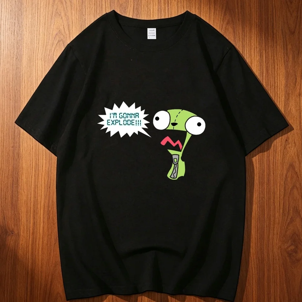 Invader Zim cotton t-shirt teen University streetwear 80s graphic top tees korean clothes Trendy graphic streetwear