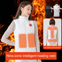 Women Electric Thermal Jacket Rechargable Heating Thermal Vest 3 Heating Levels 9 Zone Heating Autumn Winter Outdoor Wear