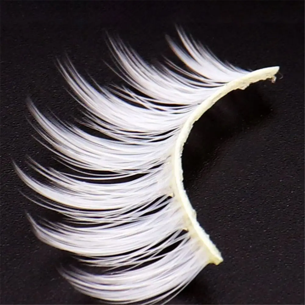 Herramientas de maquillaje de ojos, pestañas blancas para Halloween, fiesta de disfraces, pestañas blancas reutilizables para Cosplay, pestañas de Manga blancas de aspecto Natural