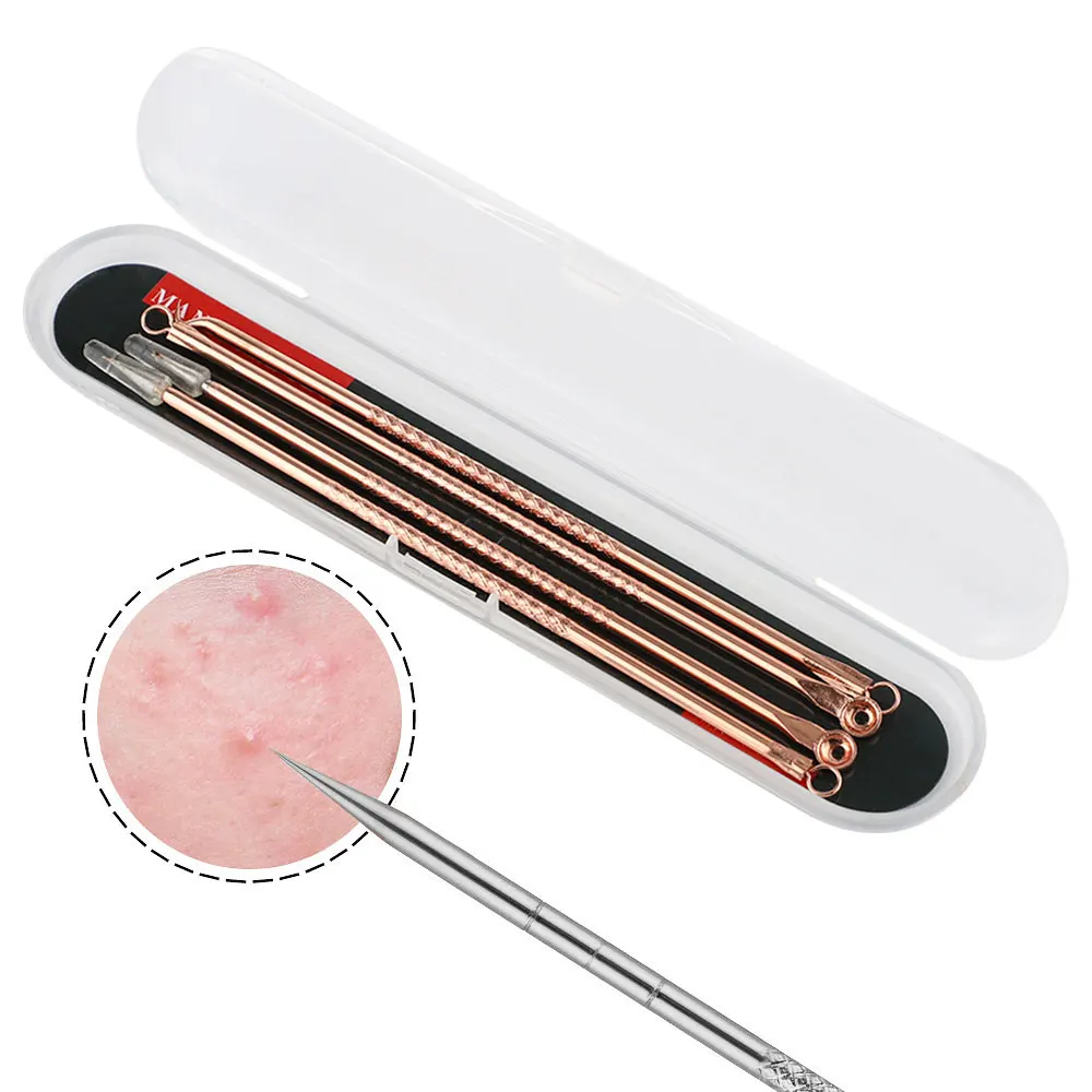 4 قطعة مجموعة إبر حب الشباب النقاط السوداء بثرة مزيل الرؤوس السوداء Comedone النازع المسام الأنظف أدوات تنظيف الوجه منتجات العناية بالبشرة