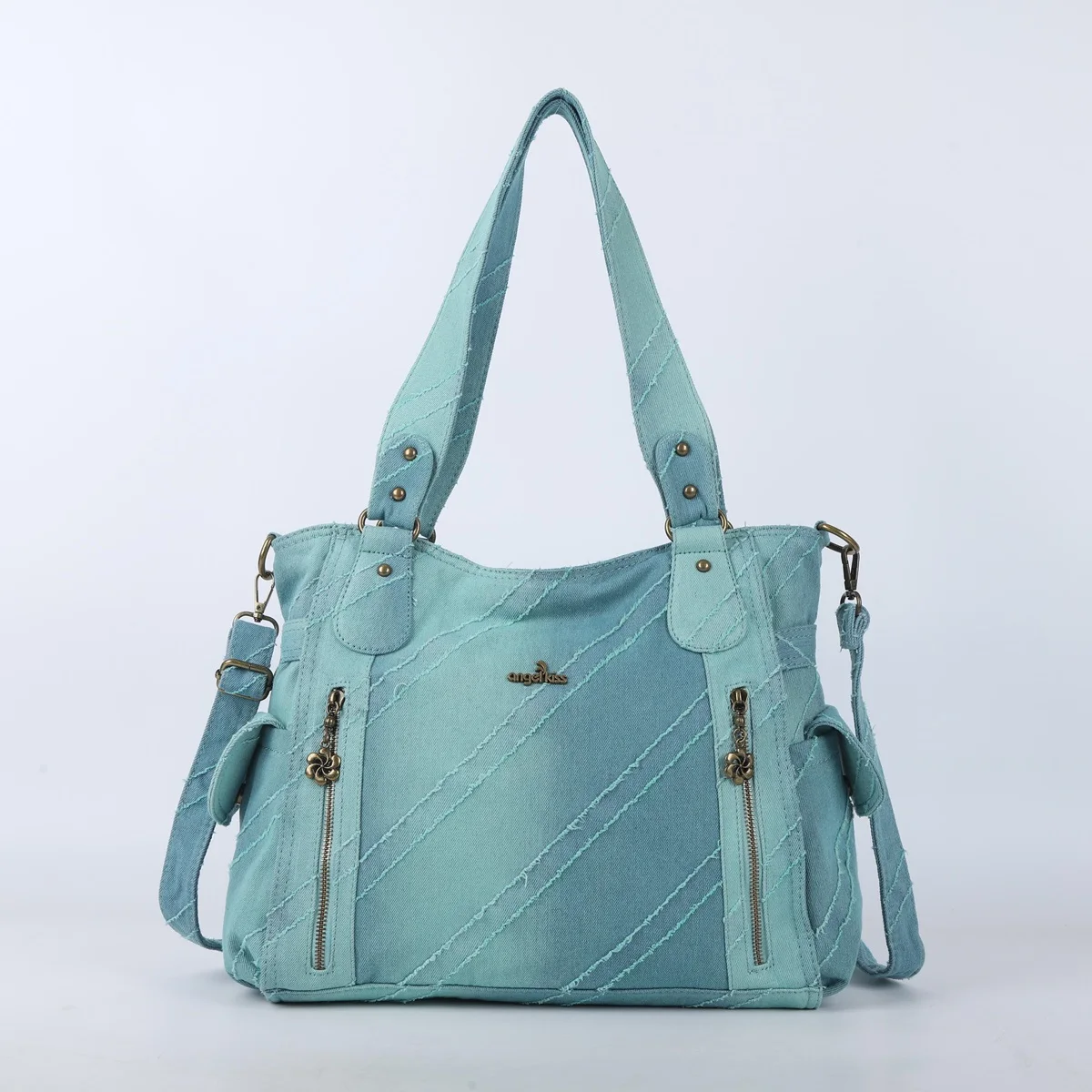 

Angel kiss Bag Women Denim Handbag Fashion Shoulder Bag Top-handle Handbag Large Satchel Soft Tote Bag PU Leather Crossbody Bags