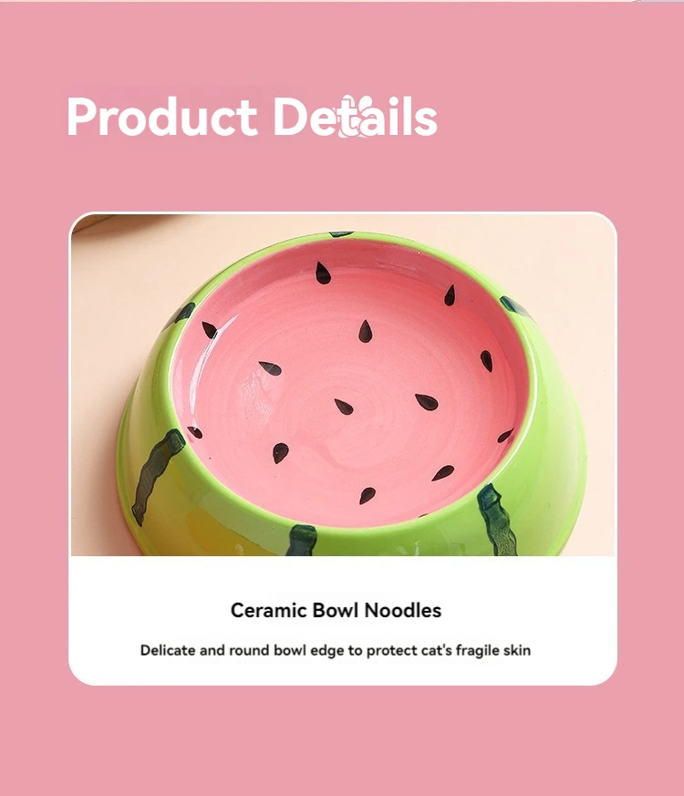 4 cute designs pet ceramics bowl watermelon strawberry shape cat food bowl small dog colorful water suppliers