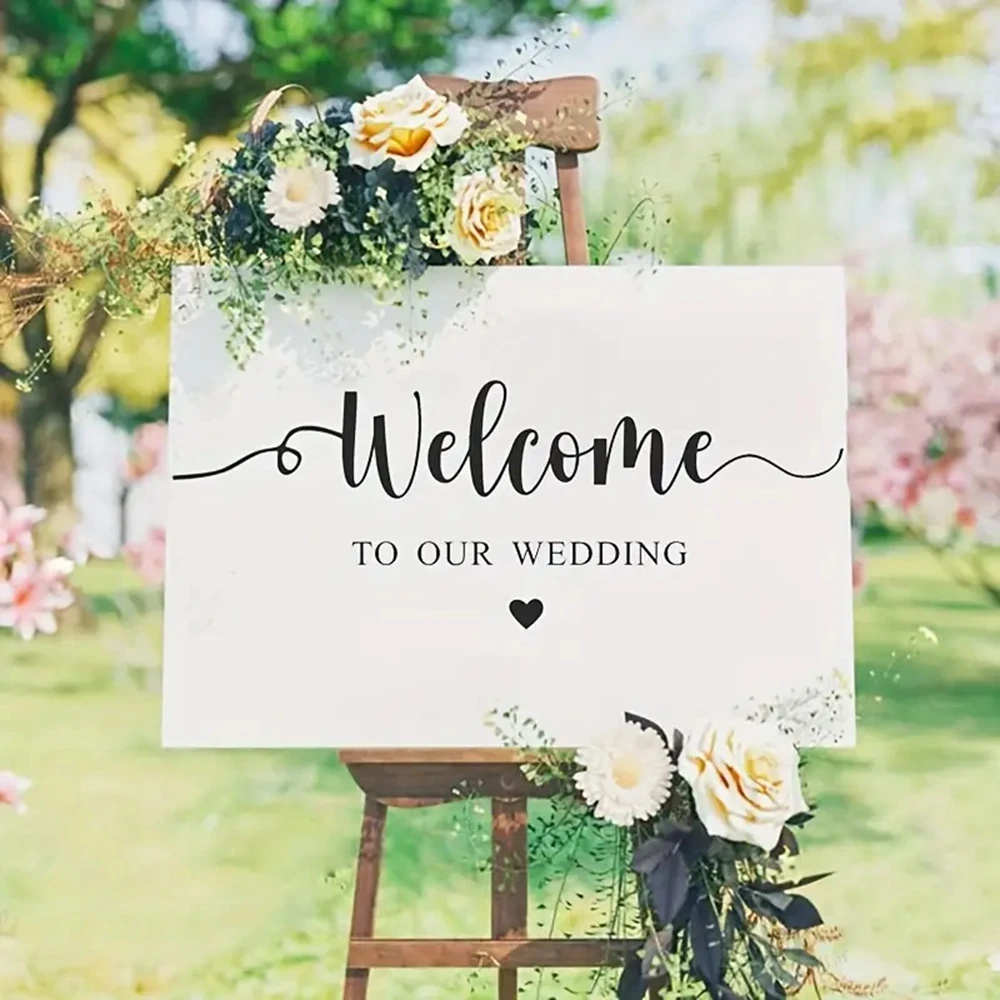 

1 pc hot sale wedding welcome Wall Sticker Pvc Wall Art Stickers Modern Fashion waterproof Wallsticker for wedding outdoor decor