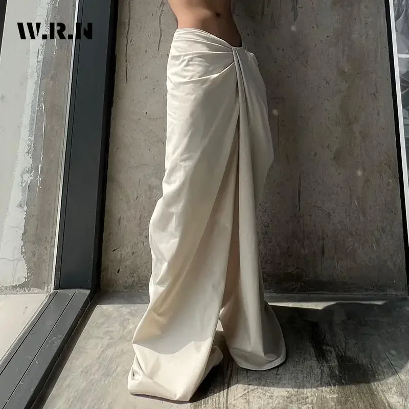 2025 jesień jednokolorowe na co dzień wysokiej talii spodnie szerokie nogawki moda damska luźne sznurowane wzornictwo cienkie białe spodnie pełnej długości