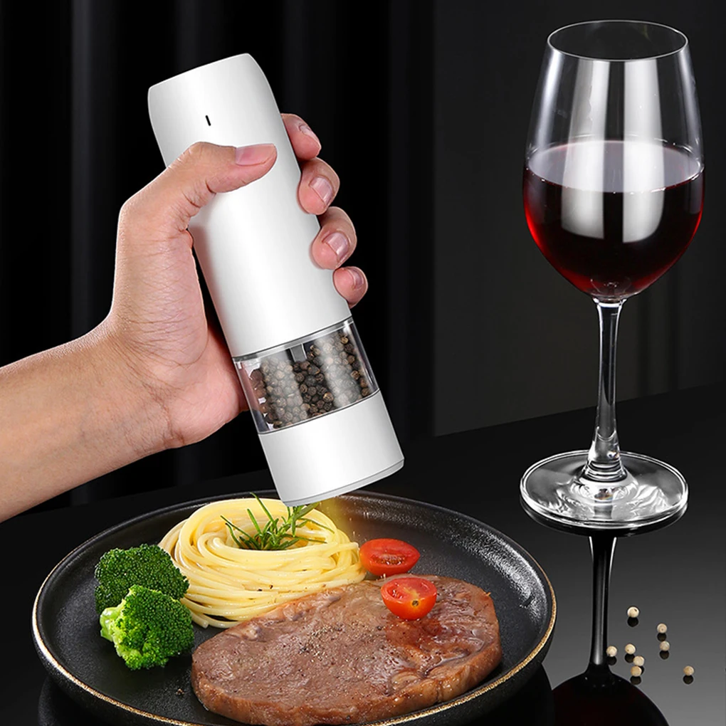 Electric Pepper Grinder USB Rechargeable 6 Gear Salt Food Mill Home Hotel Dining Kitchen Baking Grinding Black