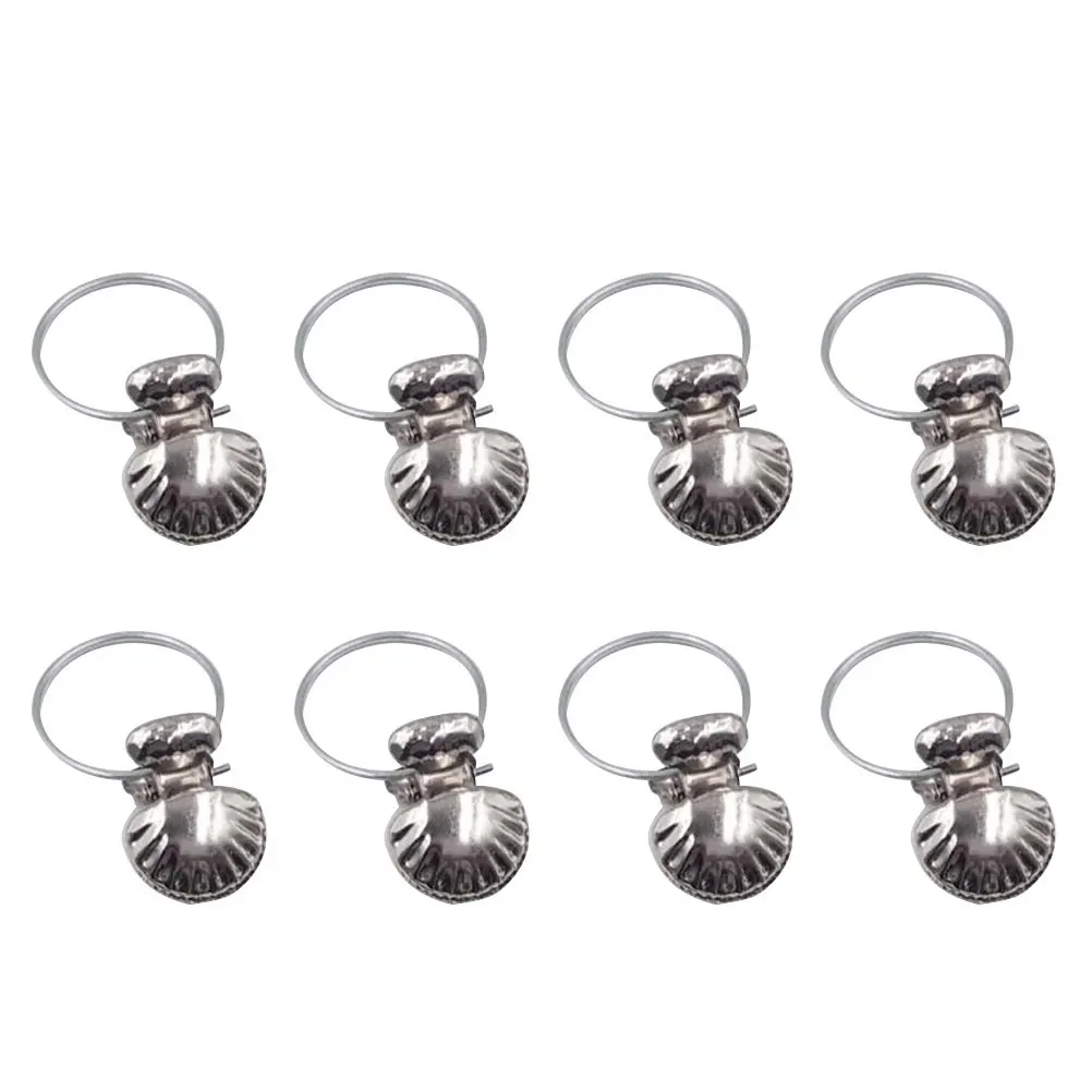 8Pcs Shell Stainless Steel Curtain Clips Silver Window Drapery Rings Clamps for Rods Strong Use Universal Size