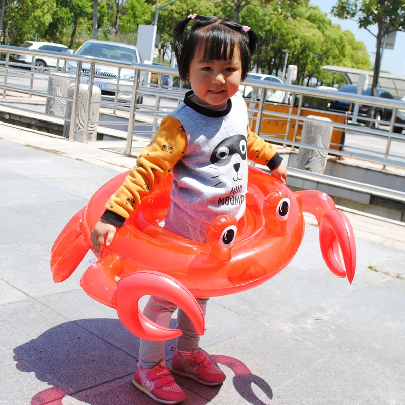 Círculo de natación inflable para niños, juguetes de agua para bebés, círculo flotante de cangrejo, entretenimiento acuático de verano