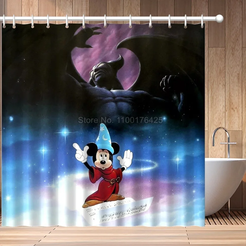 Christmas Gift  Mickey Mouse Shower Curtains Waterproof Bath Curtain Bathroom Polyester 3D Girls Boys Cartoon Drapes