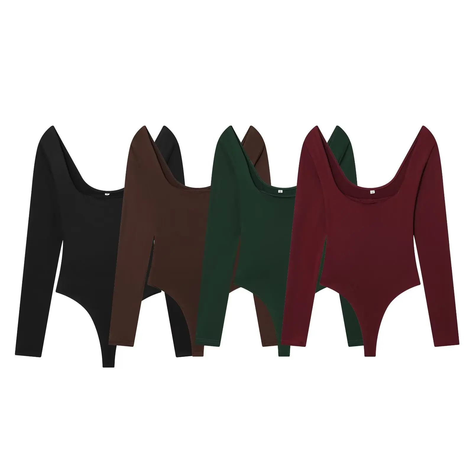 

Women Summer New Fashion Simple Long Sleeve Square Neck Jumpsuit Female Chic Sexy Backless Bottoming Slim Jumpsuit T-Shirt